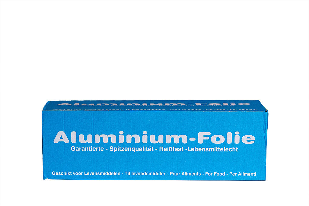 Alufolie im Spenderkarton, stärke 11µ, reißfest, 30 cm breit, 150 m lang