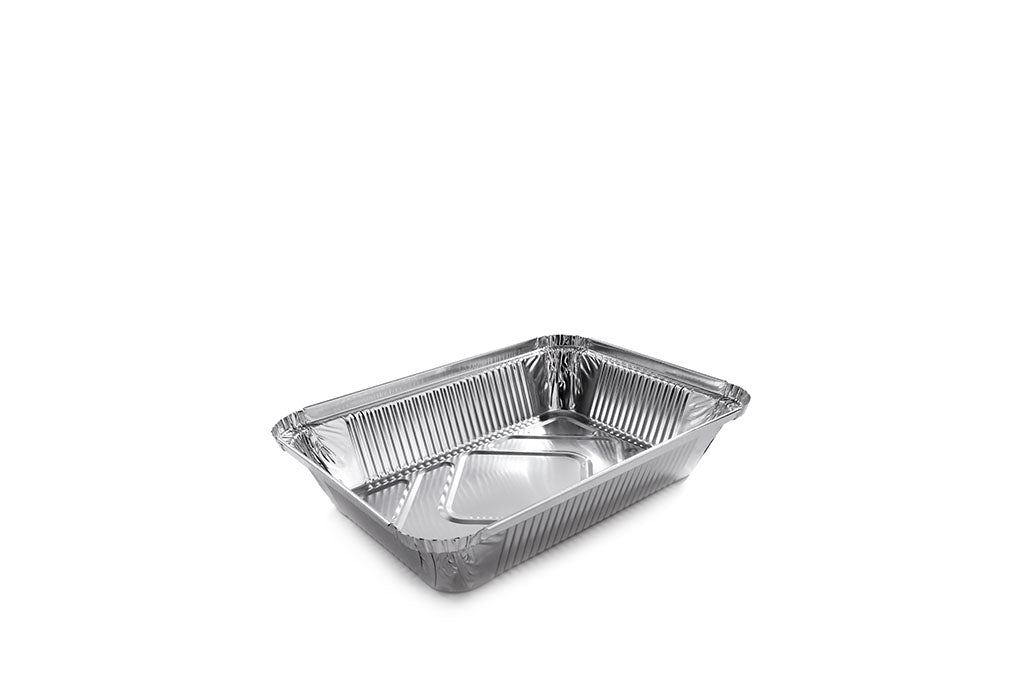 Aluschale, Alu-Menüschale, ungeteilt, hochstehender Rand für Alukarton-Deckel, 860 ml, 222 x 158 x 38 mm, Typ R84L