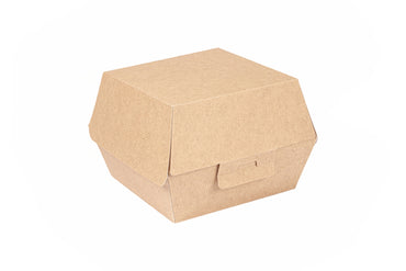 Burger-Box 'THEPACK', (L+) , 144x136x92 mm, braun, Nano Micro Wellkarton (500 Stück)