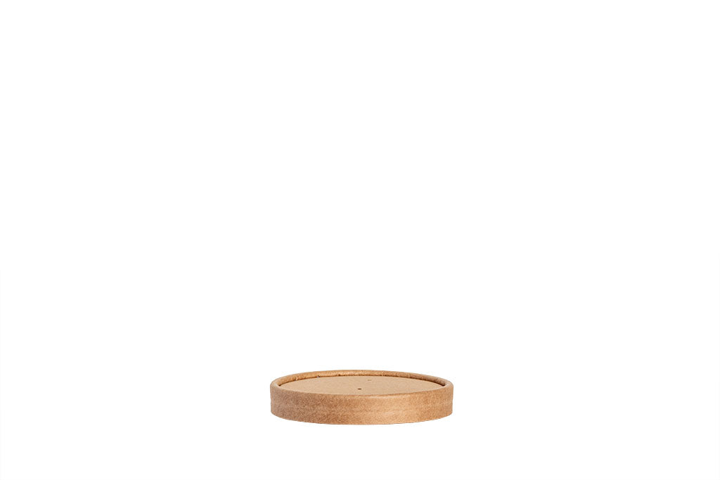 Deckel für Soup to Go Becher, Suppen Schalen, aus Kraftpapier, PLA-Beschichtung, braun, 8oz / 470 ml und 12oz / 350 ml, ⌀90 mm