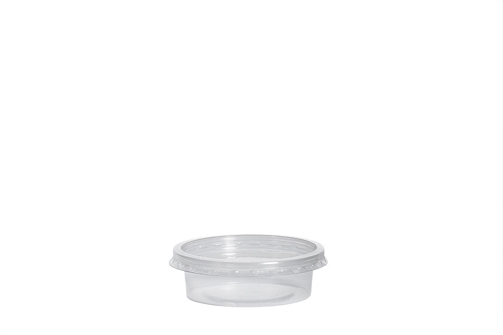 Dressingbecher incl. Deckel, "Delipack", transparent, 50 ml, Rund, ⌀ 7 cm, Höhe 2,8 cm