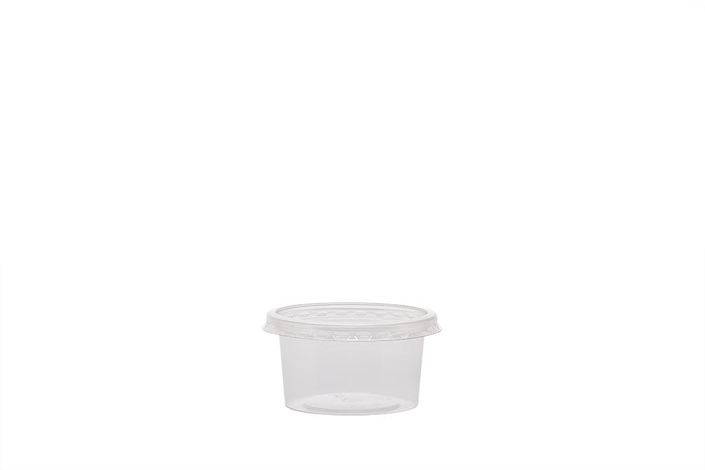 Dressingbecher incl. Deckel, "Delipack", transparent, 80 ml, Rund, ⌀ 7 cm, Höhe 4 cm