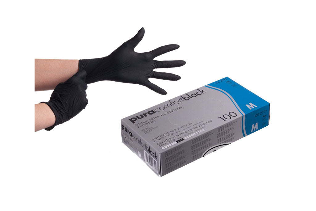 Einweghandschuhe, Nitrilhandschuhe, schwarz, Puderfrei, lebensmittelecht, Größe M, 1000 Stück