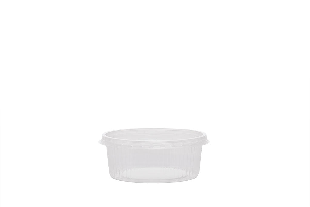 Feinkostbecher inkl. Deckel, transparent, 200 ml, Rund, ⌀ 10, Höhe 4,1 cm