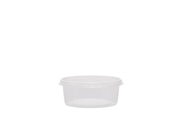 Feinkostbecher inkl. Deckel, transparent, 200 ml, Rund, ⌀ 10, Höhe 4,1 cm