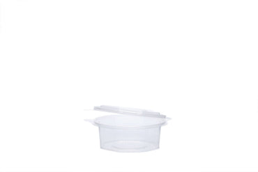 Feinkostbecher mit angehängtem Deckel, transparent, 375 ml, 8-eckig, ⌀ 13 cm, Höhe 5,5 cm