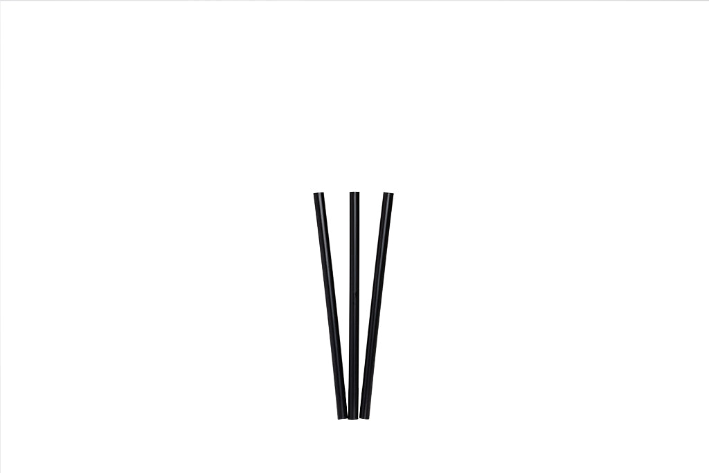 Mehrweg Kunststoff Trinkhalme, Plastik Strohhalme, gerade, schwarz, 150 mm lang, ⌀7 mm