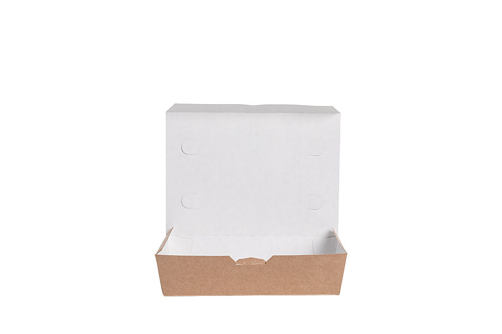 Mealbox, Menübox, "All Natural", Kraft-Papier, braun, ohne Kunststoff, fettdicht, 1000ml, 200 x 140 x 50 mm
