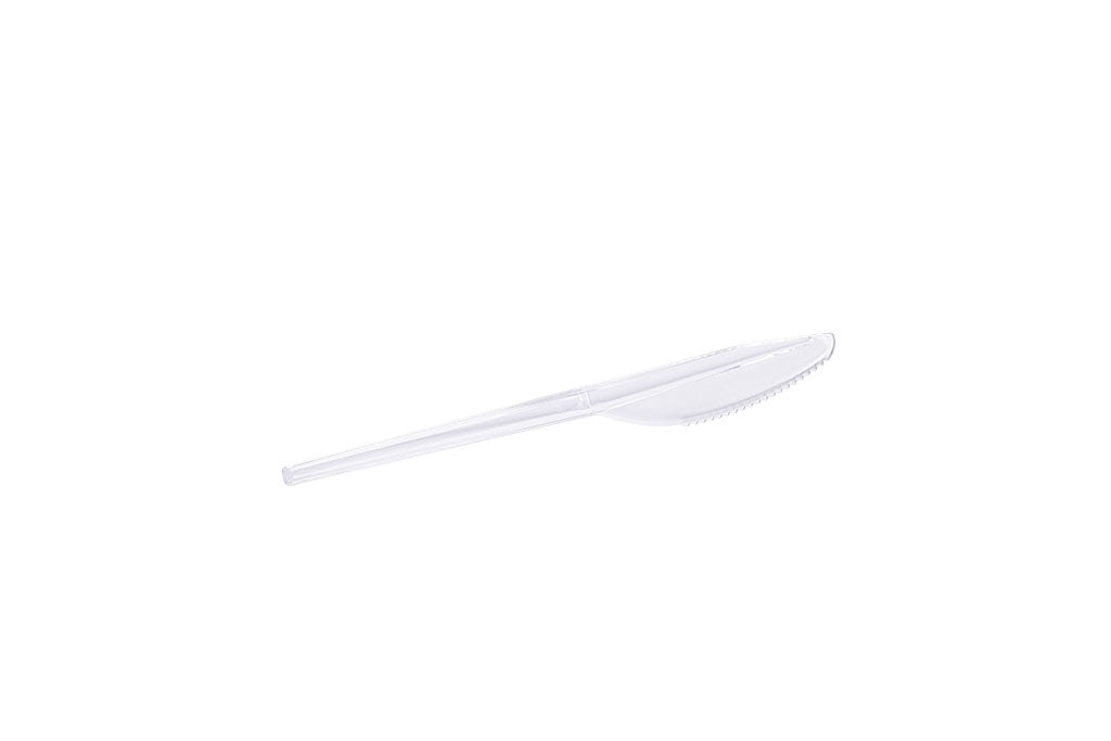 Messer, Kunststoff, Mehrweg, transparent, 18 cm Länge