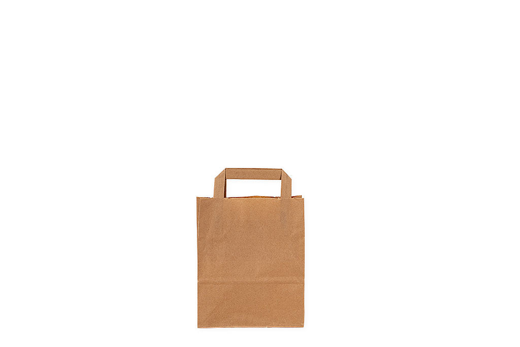 Papier Tragetasche klein, neutral, braun, reißfest bis zu 4Kg, 180 x 80 x 220 mm