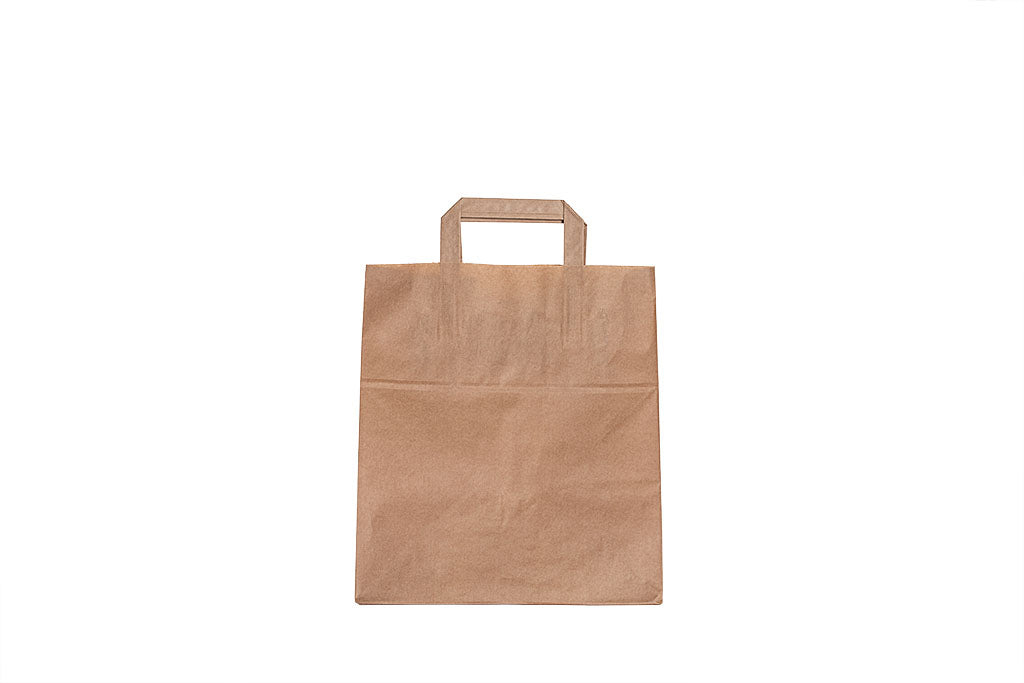 Papier Tragetasche tief, neutral braun, reißfest, 260 x 200 x 280 mm