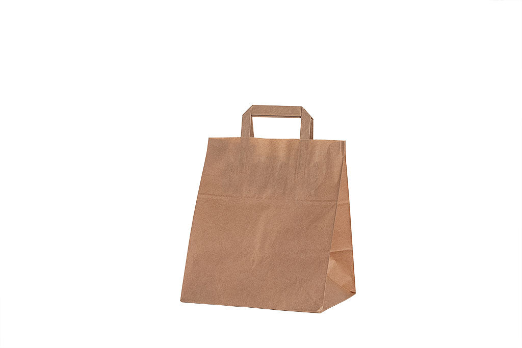 Papier Tragetasche tief, neutral braun, reißfest, 260 x 200 x 280 mm
