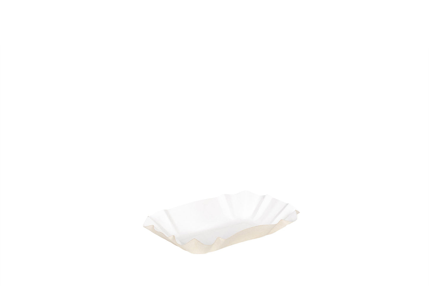Pappschale 51 KU, Pommesschale, rechteckig, beschichtet, weiß, 90 x 140 x 30 mm