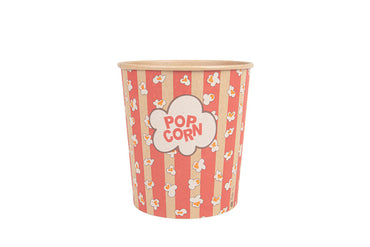 Popcorneimer, Popcornbecher, braun, bedruckt, Kraftpapier, 3900 ml, 19,5 x 14,5 cm, Ø18,5 cm