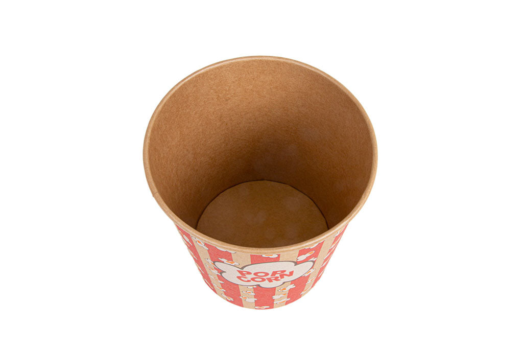 Popcorneimer, Popcornbecher, braun, bedruckt, Kraftpapier, 5100 ml, 21 x 16 cm, Ø22,7 cm