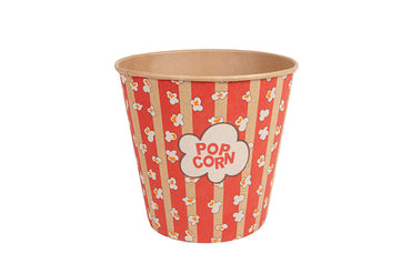 Popcorneimer, Popcornbecher, braun, bedruckt, Kraftpapier, 5100 ml, 21 x 16 cm, Ø22,7 cm