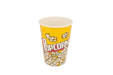 Popcorneimer, Popcornbecher, weiß, bedruckt, Karton, 1920 ml, 19,5 x 10 cm, Ø13,3 cm