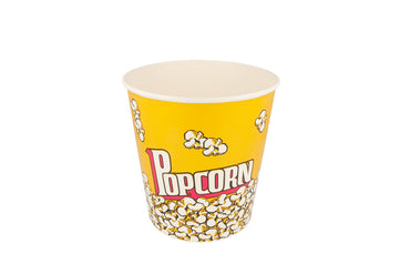Popcorneimer, Popcornbecher, weiß, bedruckt, Karton, 3900 ml, 19,5 x 14,5 cm, Ø18,5 cm