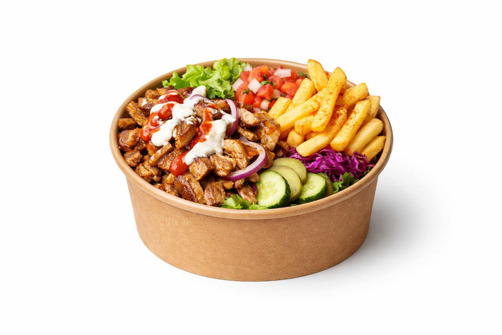 Bio Salatschale, Bowl, Kompostierbar, Karton, braun, 0°-70°C geeignet, 1100 ml, Ø 180 mm