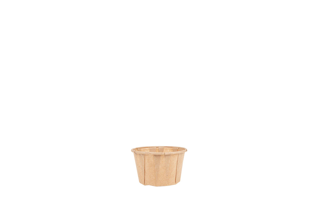 Soßen- und Dippbecher, Pergament Papier, braun, 30 ml, rund, ⌀ 4,4 cm, Höhe 2,7 cm