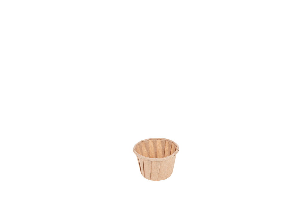 Soßen- und Dippbecher, Pergament Papier, braun, 30 ml, rund, ⌀ 4,4 cm, Höhe 2,7 cm