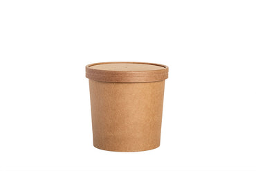 Soup to Go Becher, Suppen Schale aus Kraftpapier, PLA-Beschichtung, braun, 26oz / 770 ml, Höhe 108 mm, ⌀118 mm