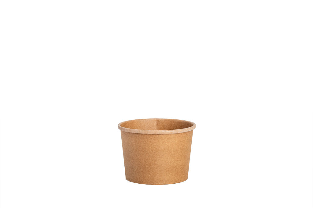 Soup to Go Becher, Suppen Schale aus Kraftpapier, PLA-Beschichtung, braun, 8oz / 240 ml, Höhe 61 mm, ⌀90 mm