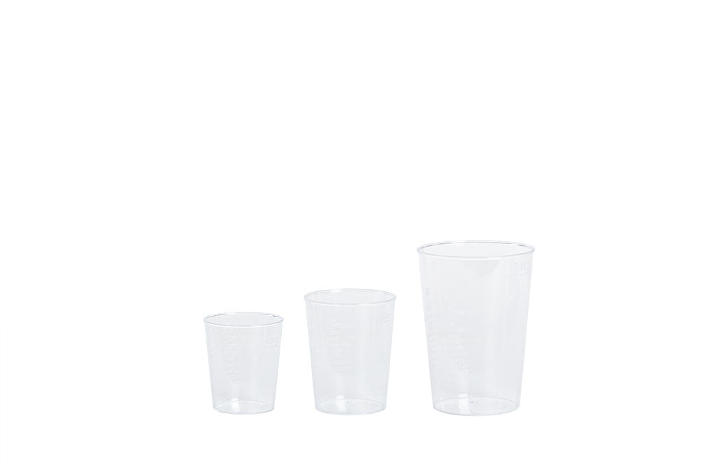 Trinkbecher, Kaltgetränkebecher, Schnapsglas mit Eichstrich, aus Kunststoff, ⌀35mm, 20ml, 2cl