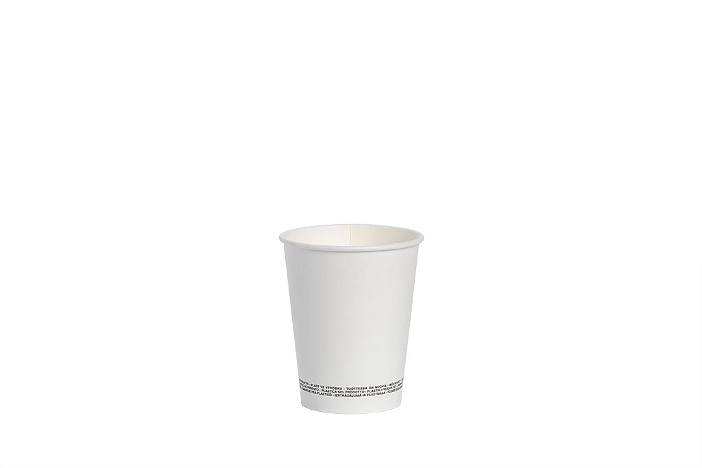 Trinkbecher, Kaltgetränkebecher, ohne Eichstrich, aus Pappe, weiß, ⌀80mm, 250ml, 8oz