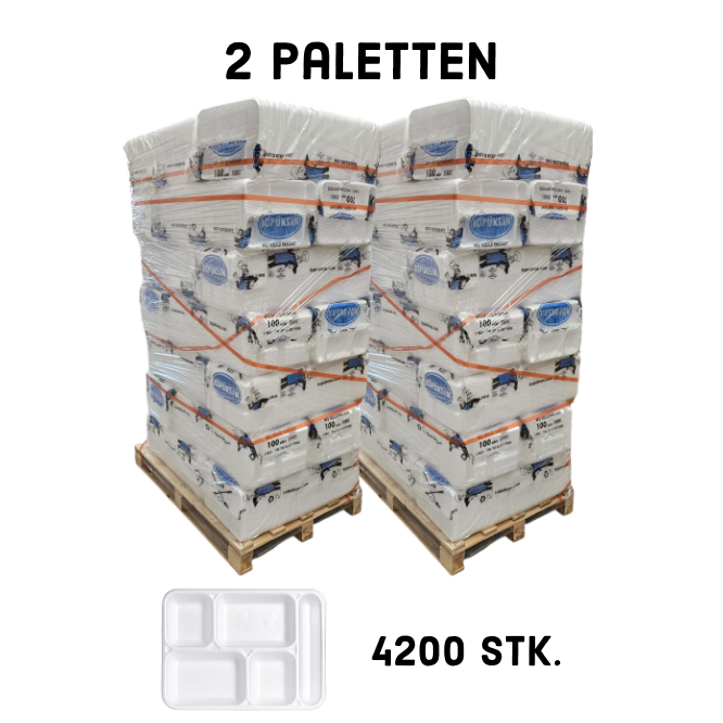 XPS Menü-Schale, Tablett, laminiert, 5-geteilt, weiß, 35 x 26 x 3,5 cm