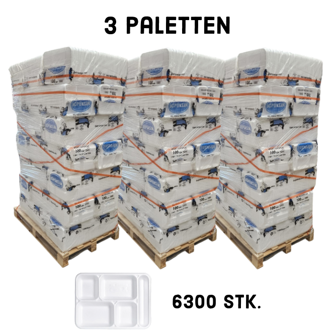 XPS Menü-Schale, Tablett, laminiert, 5-geteilt, weiß, 35 x 26 x 3,5 cm
