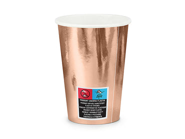 Becher, Pappe, roségold, glänzend, mit Druck "She said yes!", 220 ml, Ø 7 cm