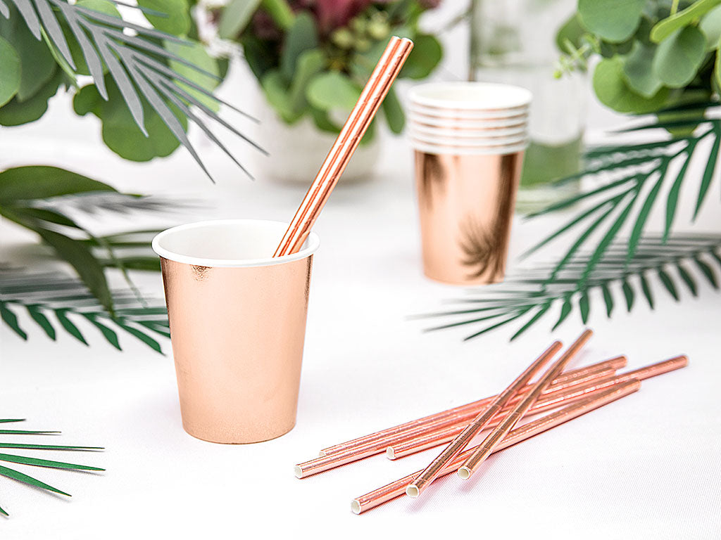 Becher, Pappe, roségold, glänzend, ohne Druck, 220 ml, Ø 7 cm