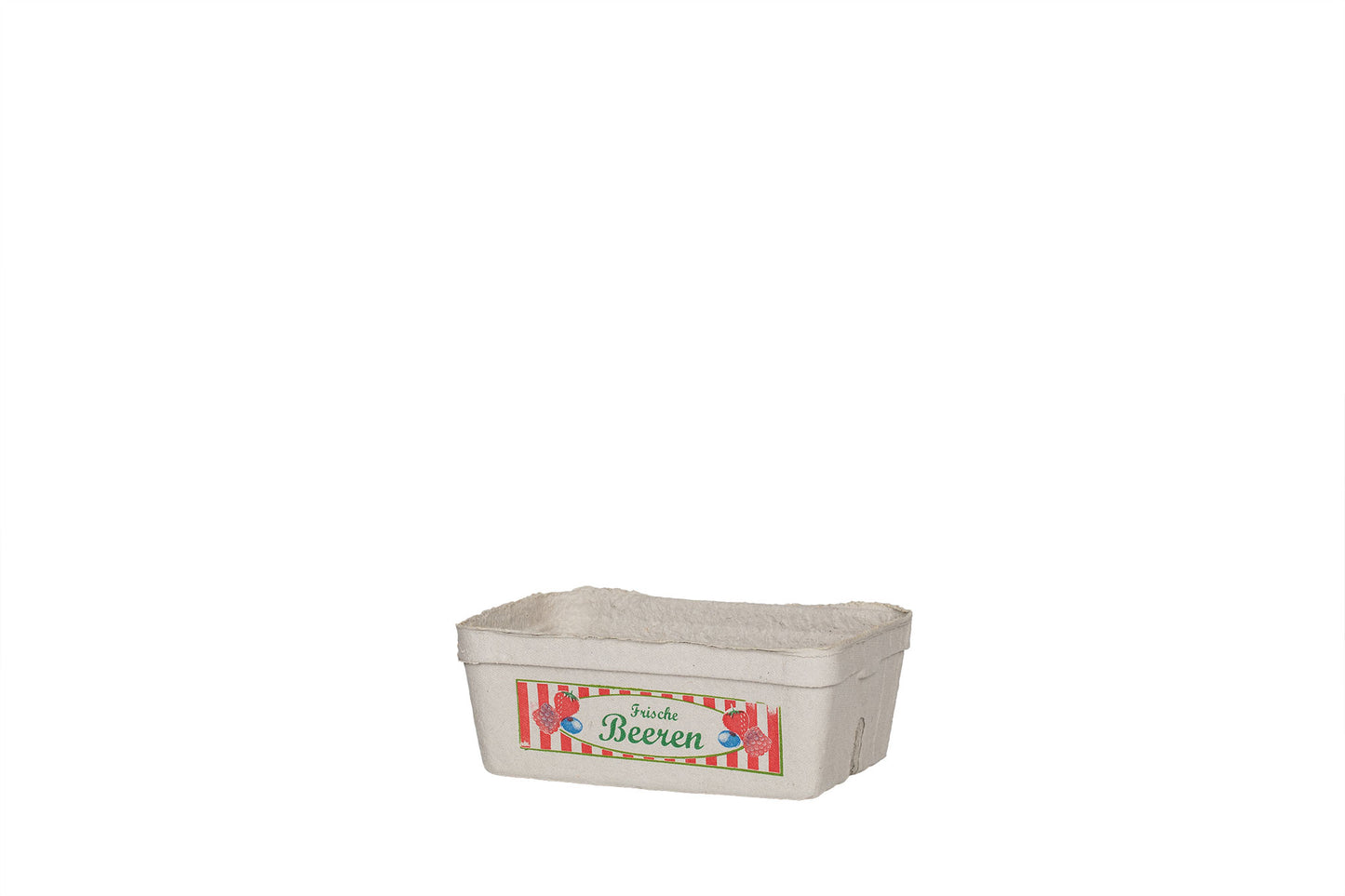 Bio Obstschale, Beerenschale, Holzschliff, naturweiß, "frische Beeren"-Motiv, 250 g, 140 x 90 x 52 mm