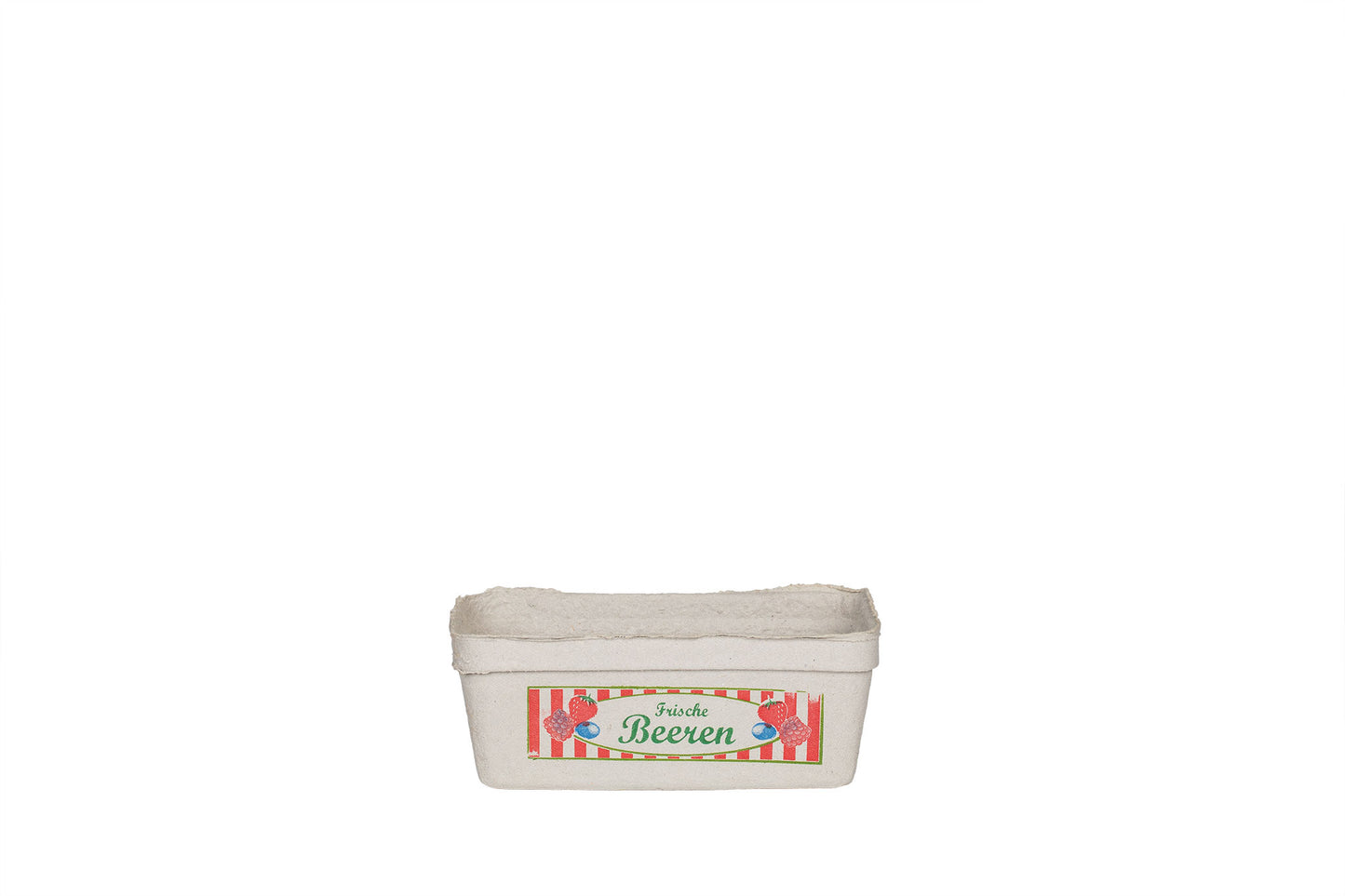 Bio Obstschale, Beerenschale, Holzschliff, naturweiß, "frische Beeren"-Motiv, 250 g, 140 x 90 x 52 mm