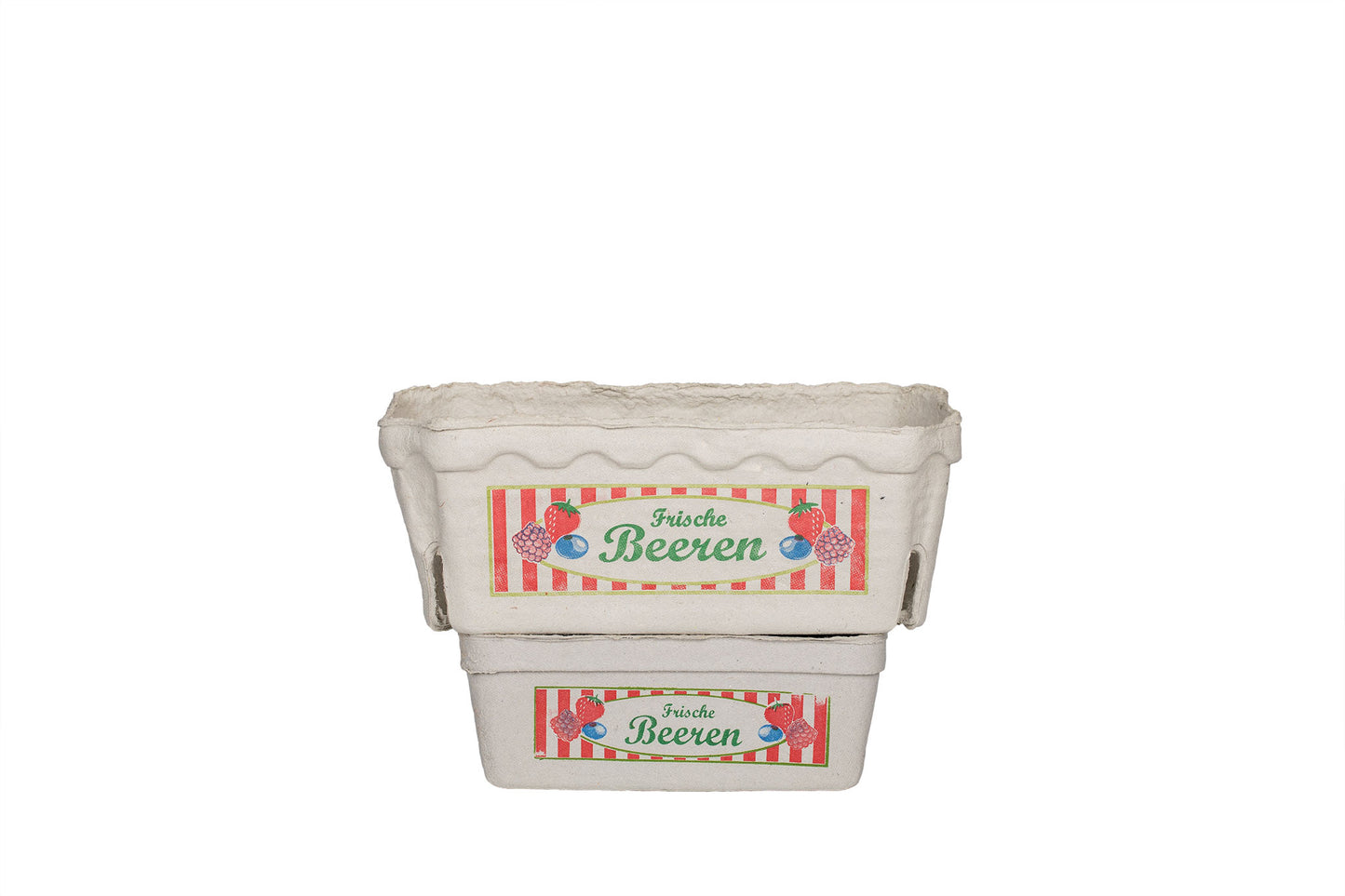 Bio Obstschale, Beerenschale, Holzschliff, naturweiß, "frische Beeren"-Motiv, 500 g, 180 x 110 x 71 mm