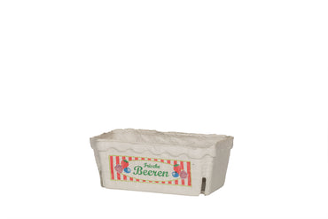 Bio Obstschale, Beerenschale, Holzschliff, naturweiß, "frische Beeren"-Motiv, 500 g, 180 x 110 x 71 mm