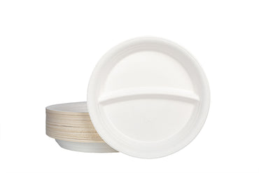 Bio Teller, aus Zuckerrohr Bagasse, 2-geteilt, weiß, Tiefe 2,6 cm, ⌀22,5 cm
