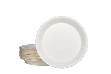 Bio Teller, aus Zuckerrohr Bagasse, ungeteilt, weiß, Tiefe 2,6 cm, ⌀22,5 cm