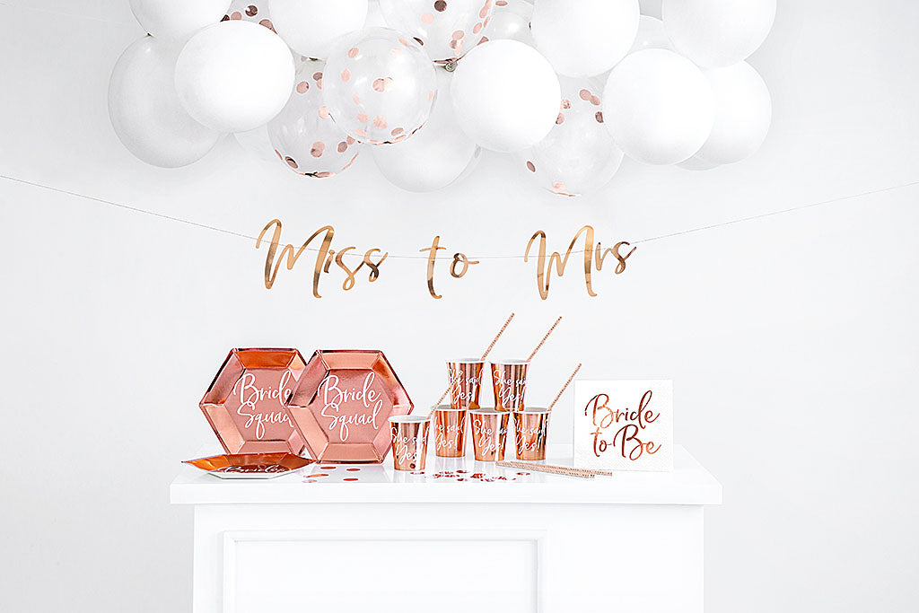Deko-Set, "Bride to be", Deko für den Junggesellinnenabschied, roségold, 60 Teile