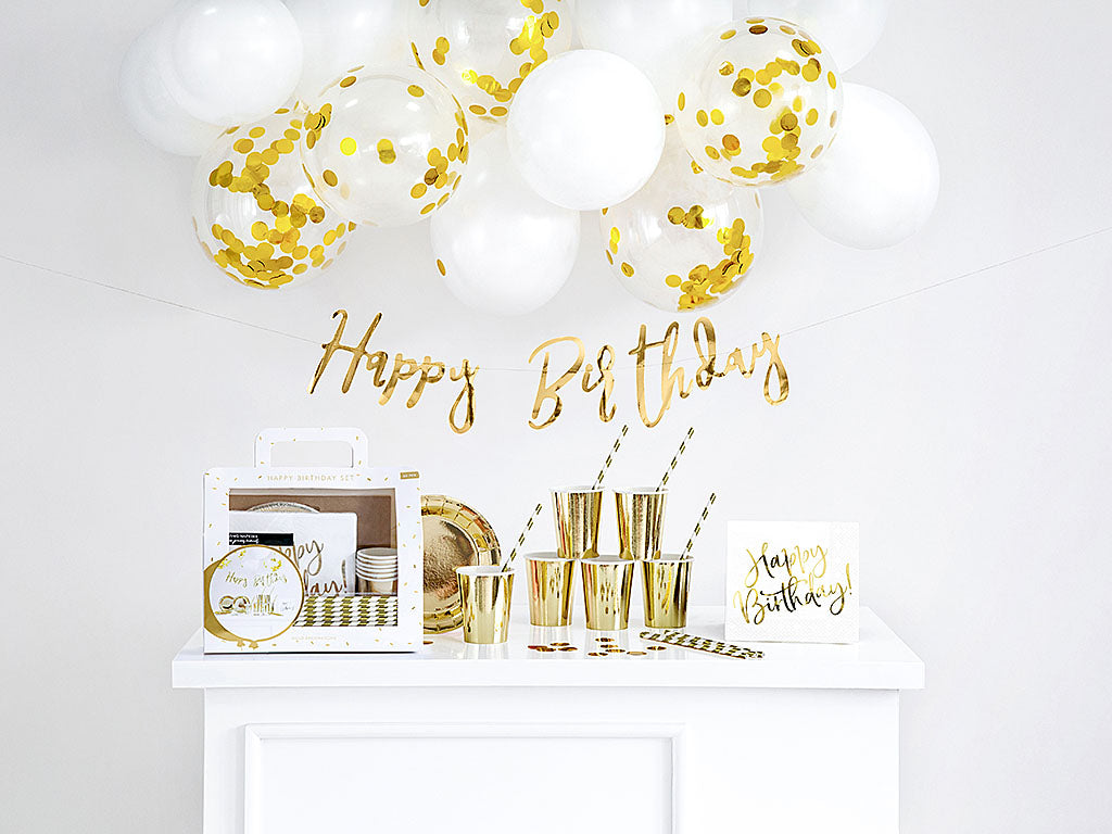 Deko-Set, "Happy Birthday", Geburtstagsdeko, gold, 60 Teile