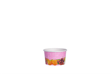 Eisbecher, bedruckt, Früchte Motiv, pink, 100 ml, Höhe 43 mm, Ø 70 mm