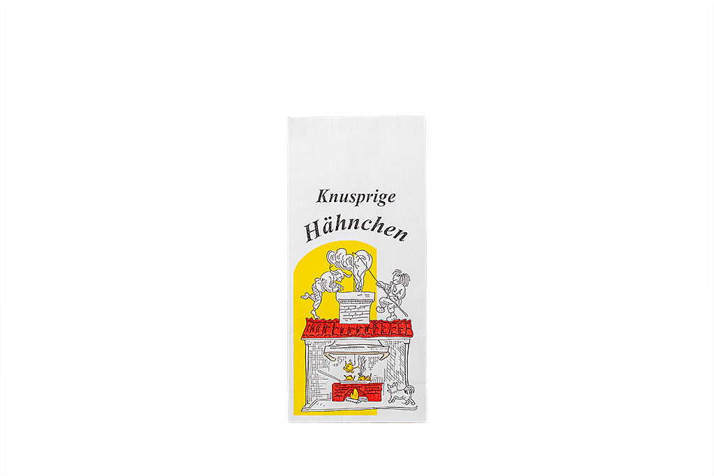 Hähnchen Warmhaltebeutel, 3-lagig, bedruckt, 10,5 x 6 x 23 cm, Größe 1/2