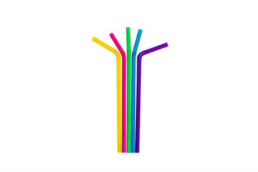 Kunststoff Trinkhalme, Plastik Strohhalme, flexibel, bunt sortiert, 235 mm lang, ⌀7 mm