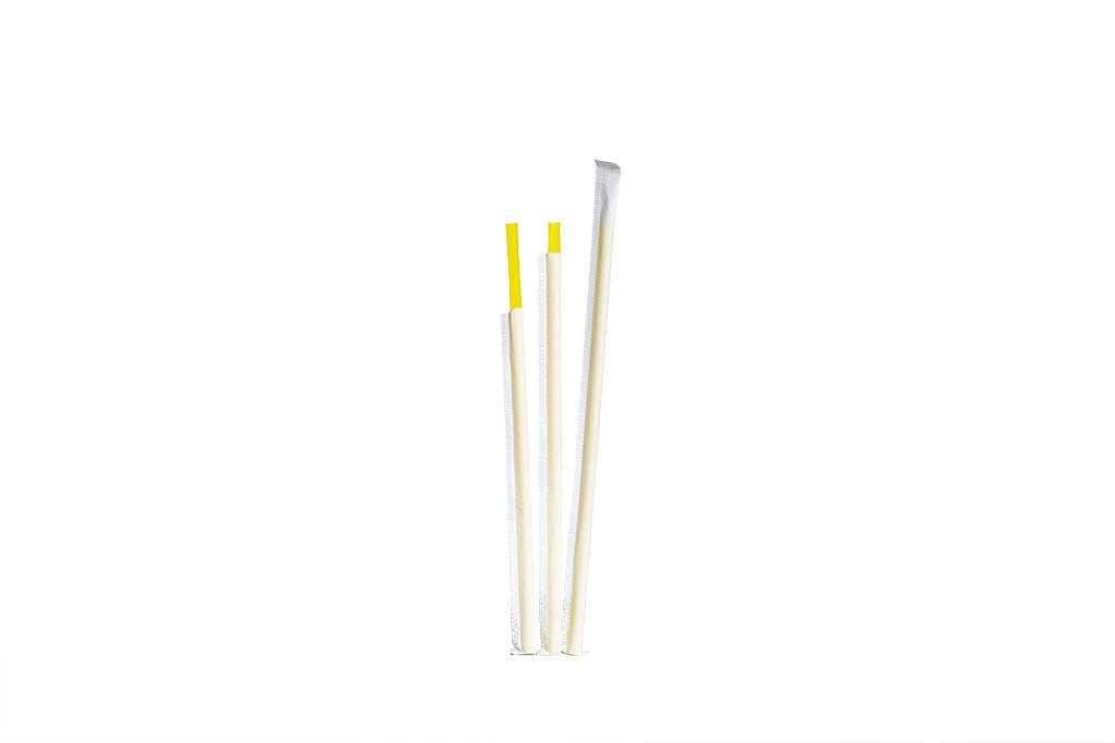 Kunststoff Trinkhalme, Plastik Strohhalme, gerade, gelb, 190 mm lang, ⌀5 mm