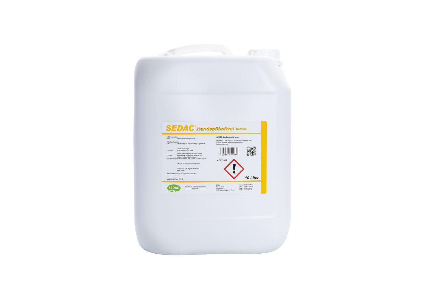 SEDAC Handspülmittel lemon, universelles Handspülmittel, Reinigung und Entfettung, 10L