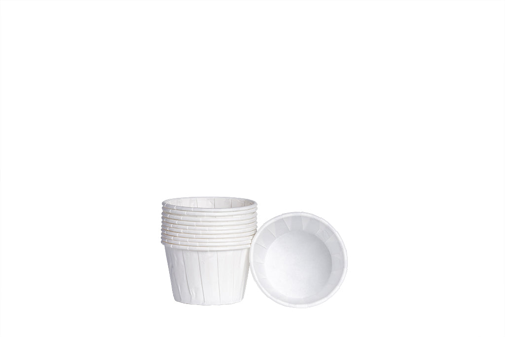 Soßen- und Dippbecher, weiß, aus Papier, 60 ml, rund, ⌀ 5,4 cm, Höhe 4 cm