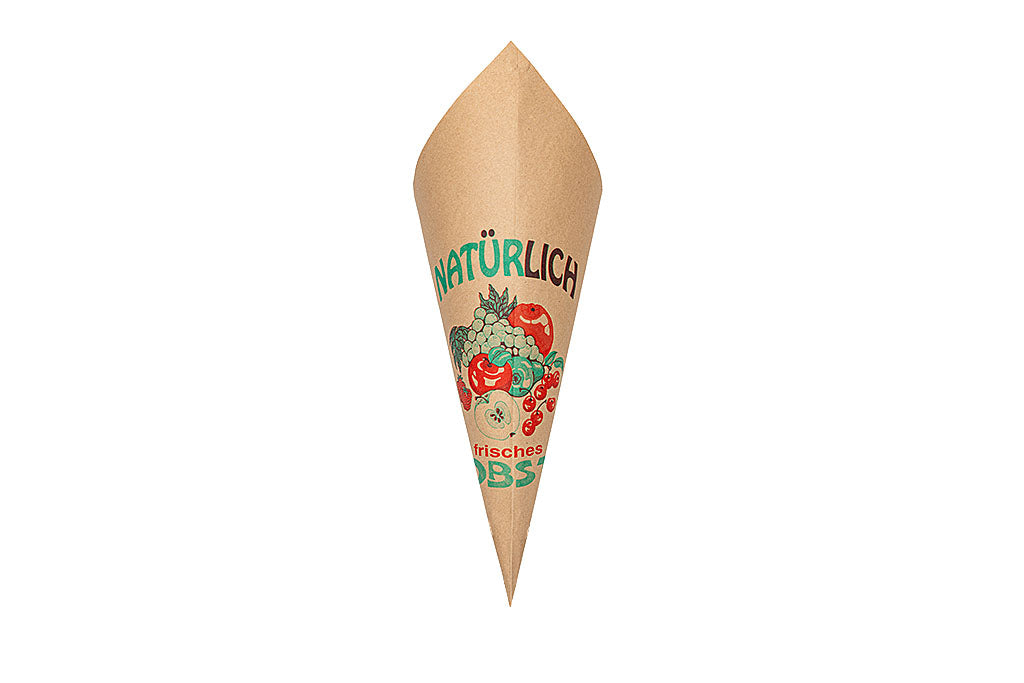 Spitztüte groß, Motiv Obst, reißfest bis ca. 1,5 Kg, 37 cm