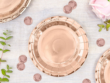 Teller, Pappe, roségold, glänzend, ohne Druck, Ø 18 cm