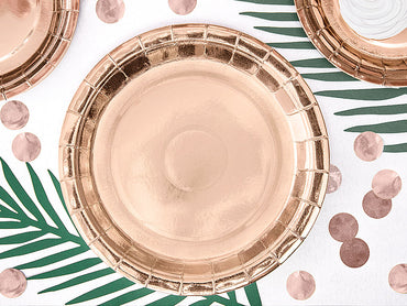 Teller, Pappe, roségold, glänzend, ohne Druck, Ø 23 cm